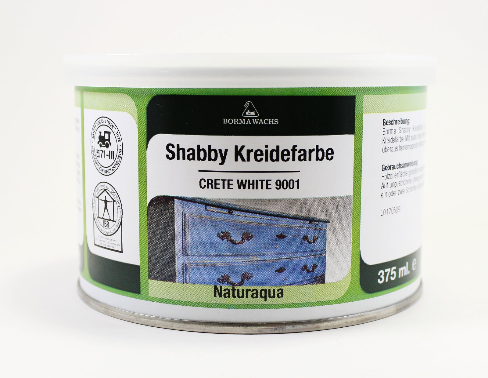 Shabby chic Kreidefarbe 375 ml Borma 822 Grau weiß, Art.710001