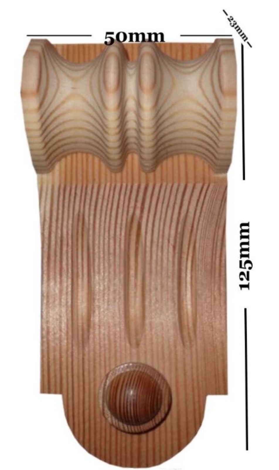 Applikation aus Kiefer, ca.125*50 mm / 40mm hoch