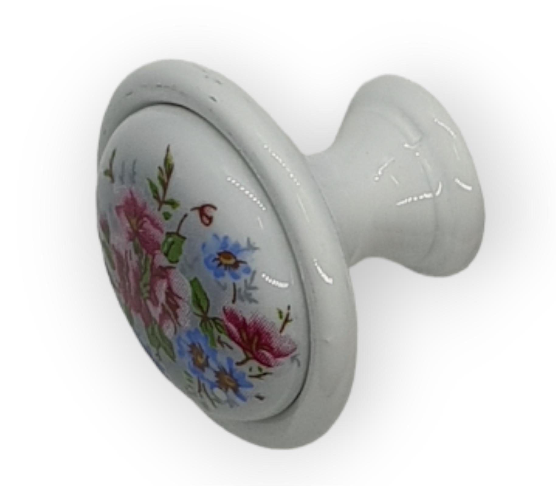 Möbelknopf mit Keramik-Dekor-Einlage ca.Ø29mm, Art.433329 - Auslauf-Artikel!!!