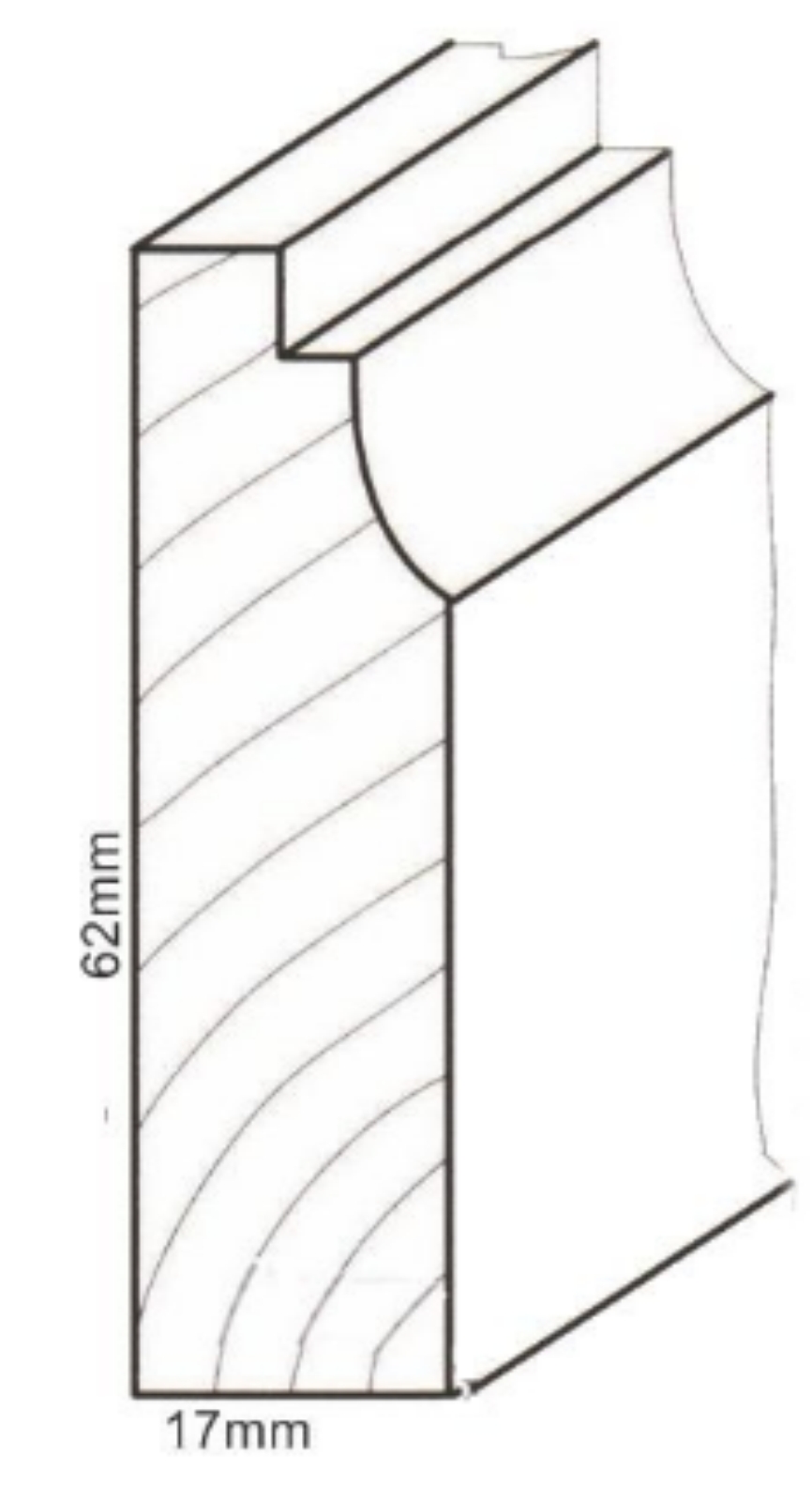 Leiste Sockelleiste Kiefer / Erle ca. 12mm*62mm Kiefer 1,19m + Rest