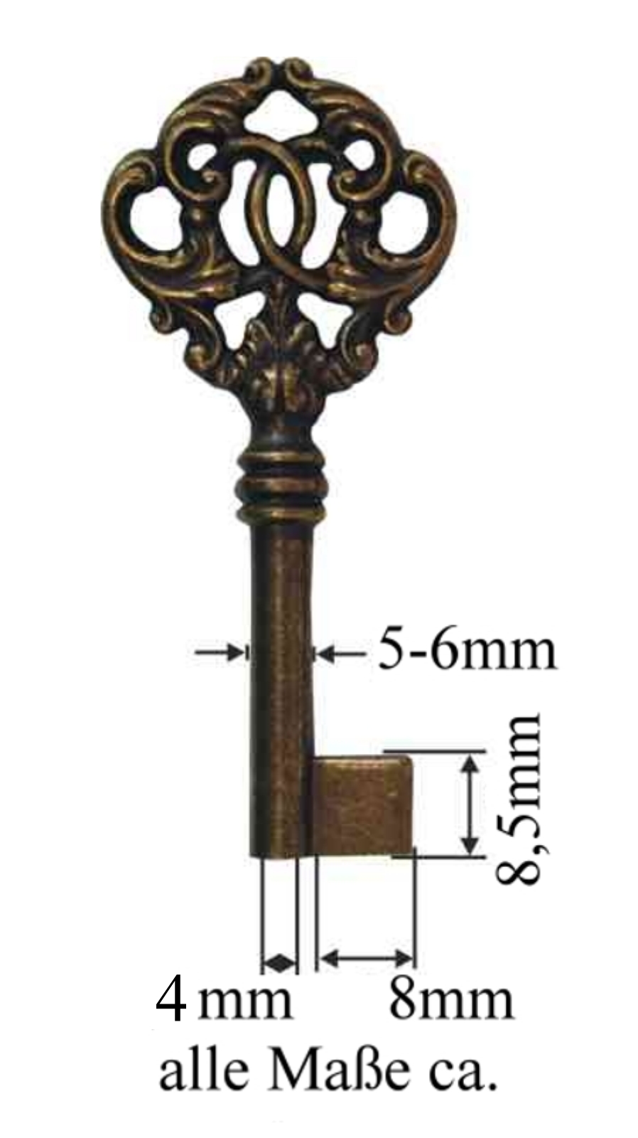 Möbel-Schlüssel Messing  Lg.ca.75mm, Art.5082kl