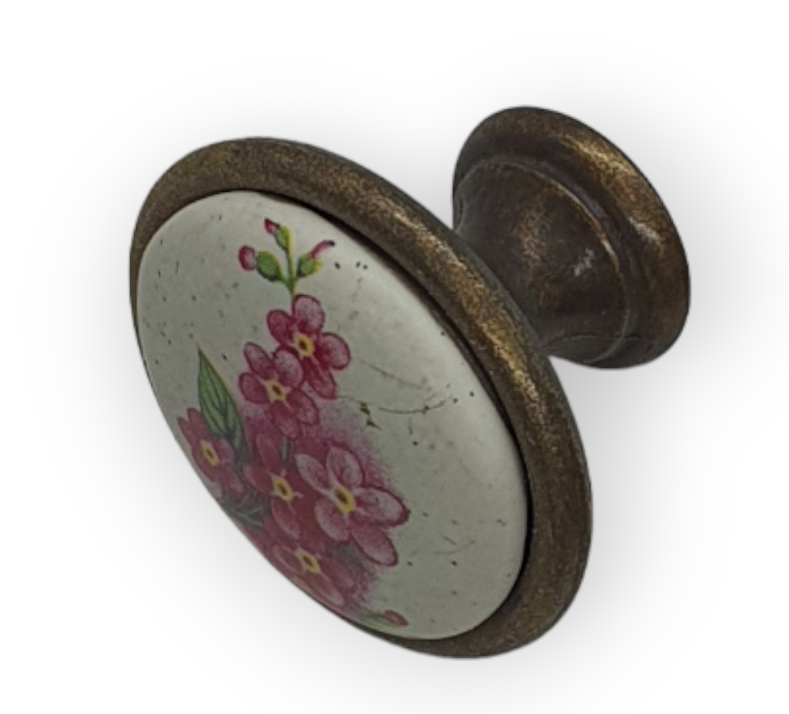 Möbelknopf Art. 43234  mit rosé Keramik-Dekor-Einlage, ca.34mm Ø Best. - Ware