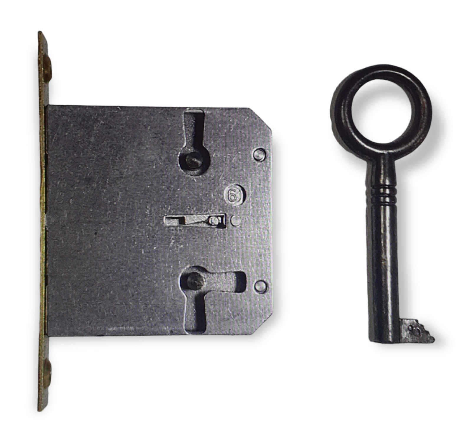 Einsteckschloß mit Messing-Stulpe ca. 12 x 85mm 50